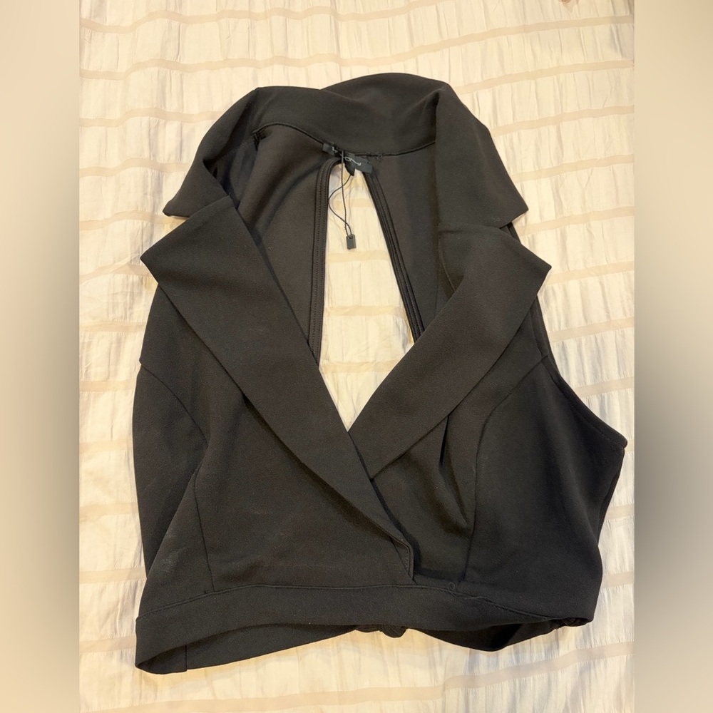 Black Sleeveless Blazer Vest